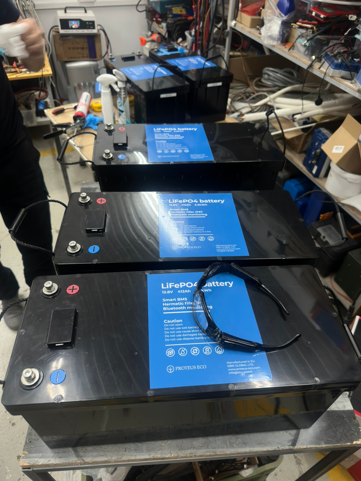 Proteus Eco LiFePO4 batteries packed and ready to ship